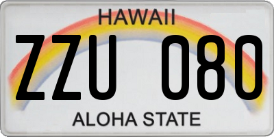 HI license plate ZZU080