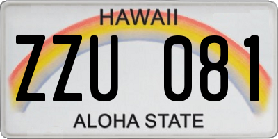 HI license plate ZZU081