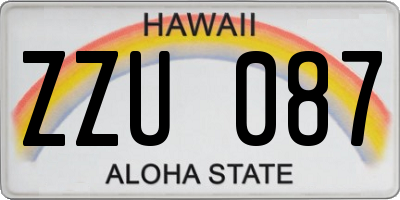 HI license plate ZZU087