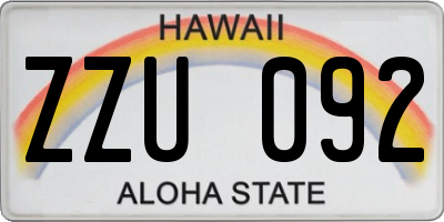 HI license plate ZZU092