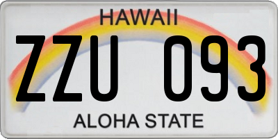 HI license plate ZZU093