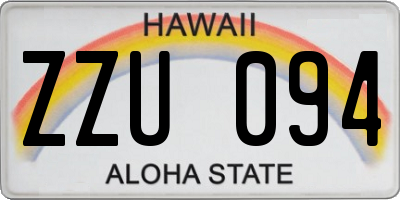 HI license plate ZZU094