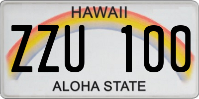 HI license plate ZZU100