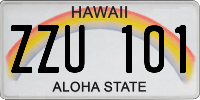 HI license plate ZZU101