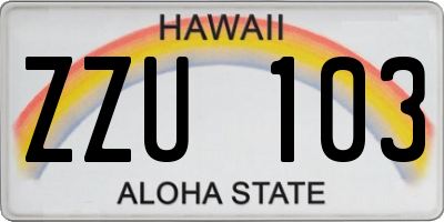 HI license plate ZZU103