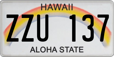 HI license plate ZZU137