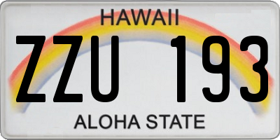 HI license plate ZZU193