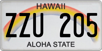 HI license plate ZZU205