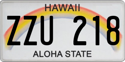 HI license plate ZZU218