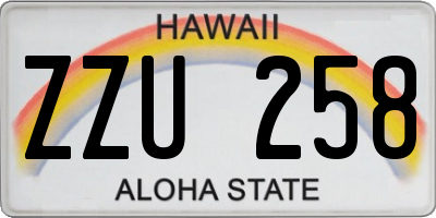 HI license plate ZZU258