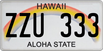 HI license plate ZZU333