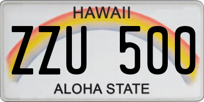 HI license plate ZZU500