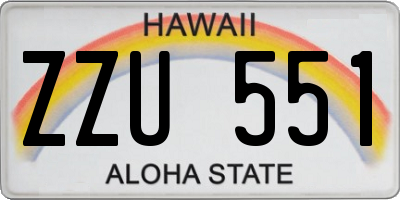 HI license plate ZZU551