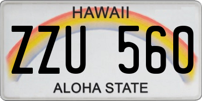 HI license plate ZZU560