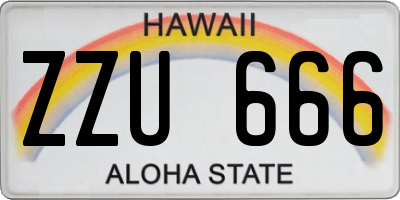 HI license plate ZZU666