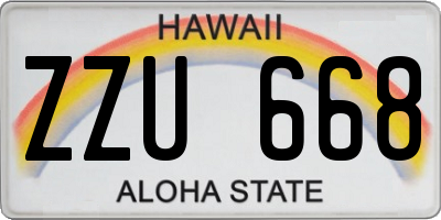 HI license plate ZZU668