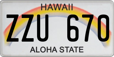 HI license plate ZZU670