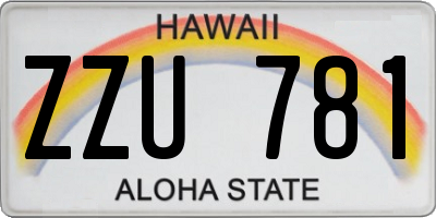 HI license plate ZZU781