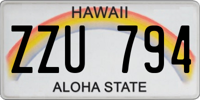 HI license plate ZZU794