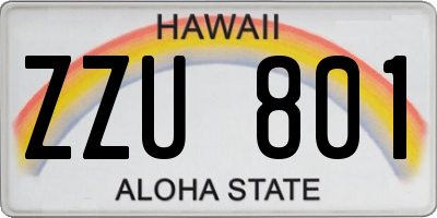 HI license plate ZZU801