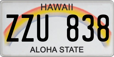 HI license plate ZZU838