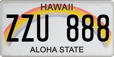 HI license plate ZZU888