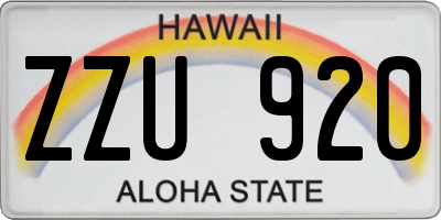 HI license plate ZZU920