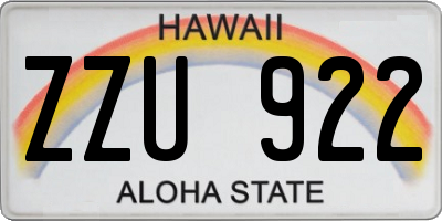 HI license plate ZZU922