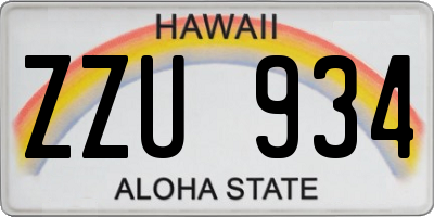 HI license plate ZZU934