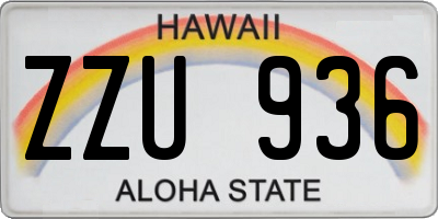 HI license plate ZZU936