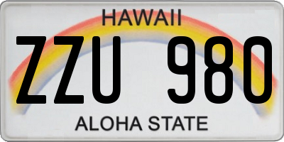 HI license plate ZZU980