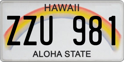 HI license plate ZZU981