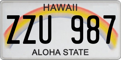 HI license plate ZZU987