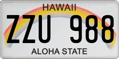 HI license plate ZZU988