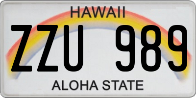 HI license plate ZZU989