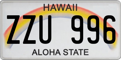 HI license plate ZZU996