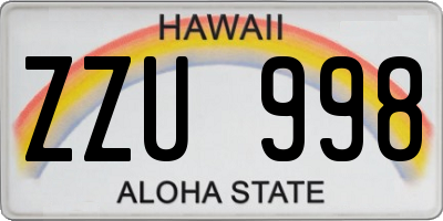 HI license plate ZZU998