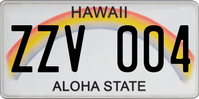 HI license plate ZZV004