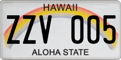 HI license plate ZZV005