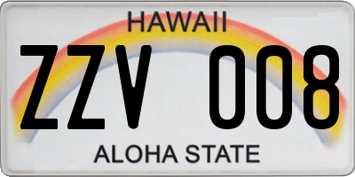 HI license plate ZZV008