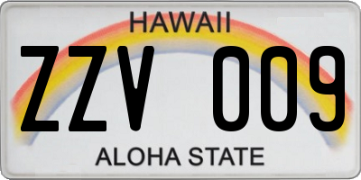 HI license plate ZZV009