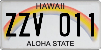 HI license plate ZZV011