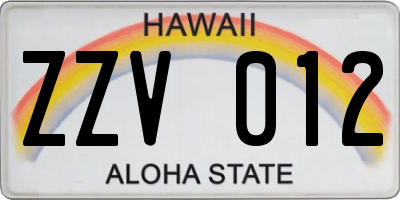 HI license plate ZZV012