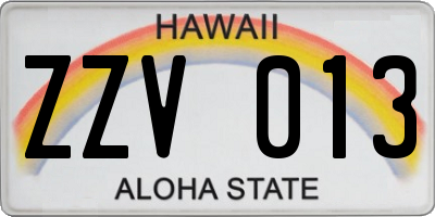 HI license plate ZZV013