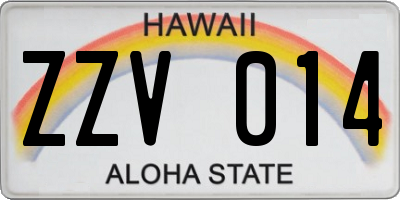 HI license plate ZZV014