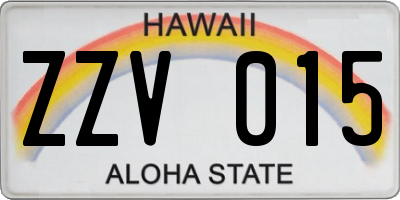 HI license plate ZZV015