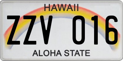 HI license plate ZZV016