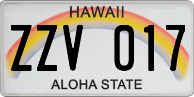 HI license plate ZZV017