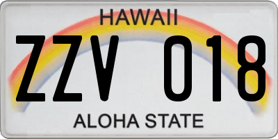 HI license plate ZZV018