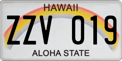 HI license plate ZZV019